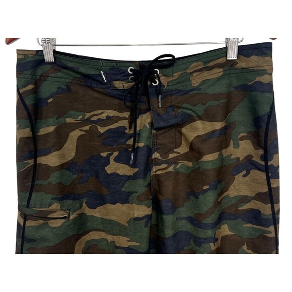 ONeill Hyperfreak Camo Board Shorts Men 32 -Elastic Waist Velcro Pocket Swim EUC - Picture 2 of 9